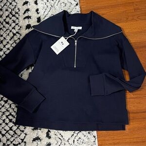Free Assembly Navy Blue 1/4 Zip Pullover Sweatshirt M 8–10 Athleisure Minimal